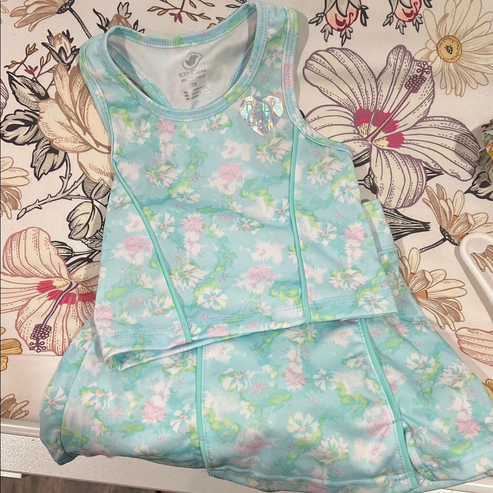 Body Glove Girls Aqua Floral Two-Piece Matching Set